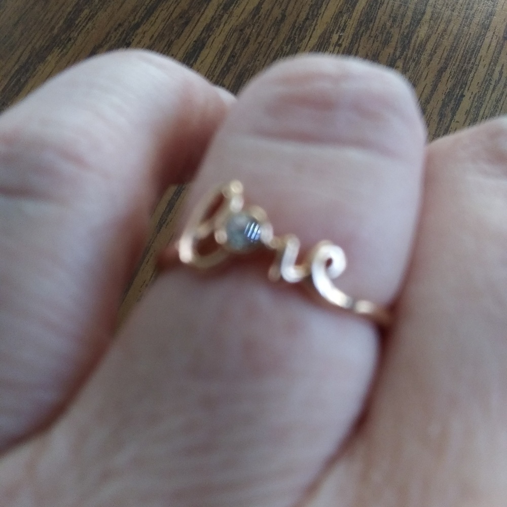 Dainty Rose Gold Plated "Love" Ring Size 7.25